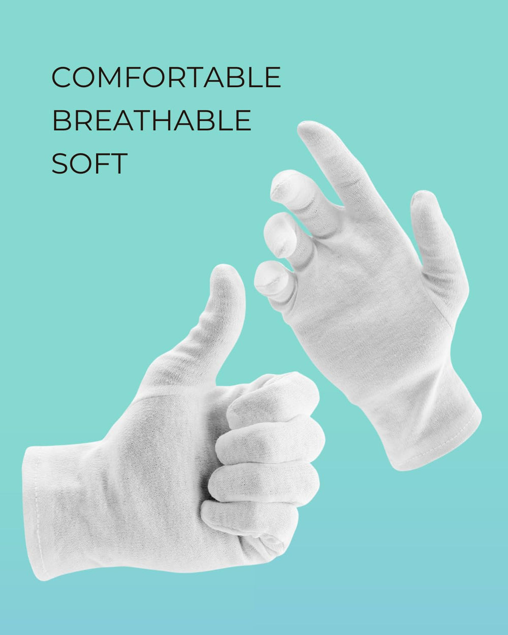 ANSMIO guantes de algodón blancos, talla L, ajuste cómodo y transpirable para uso nocturno.