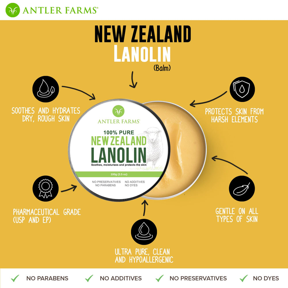 Uso en manos y codos con Antler Farms Lanolina para hidratación