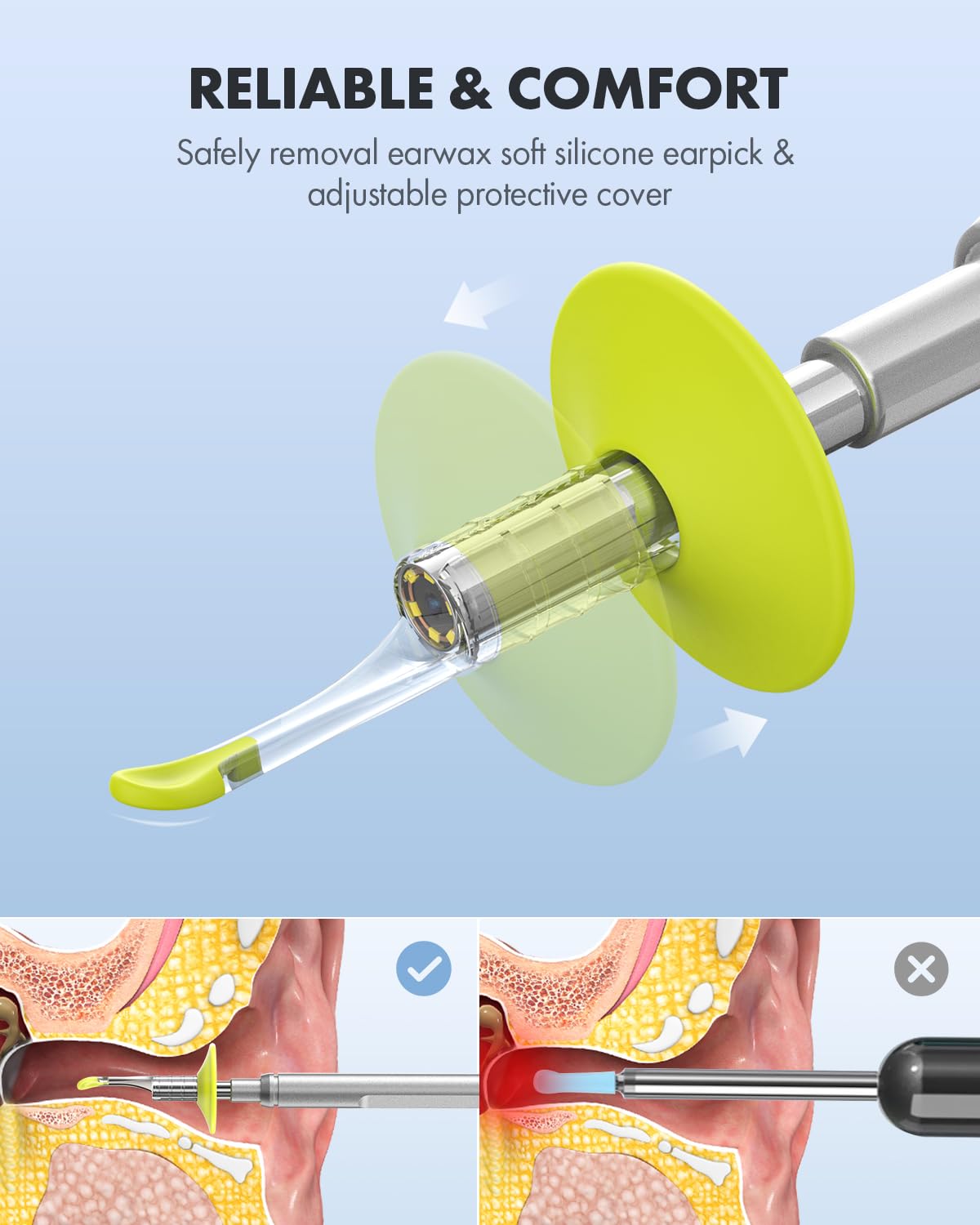 Anykit otoscope with 6 LEDs for brighter, clearer imaging.
