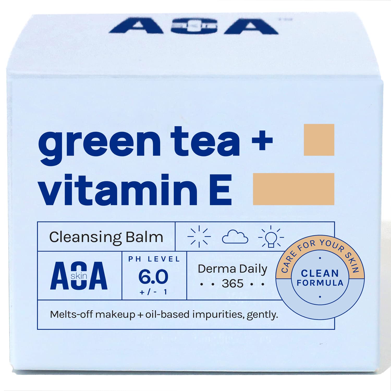 AOA STUDIO Green Tea and Vitamin E Cleansing Balm jar close-up for gentle makeup removal