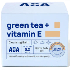 AOA STUDIO Green Tea and Vitamin E Cleansing Balm jar close-up for gentle makeup removal
