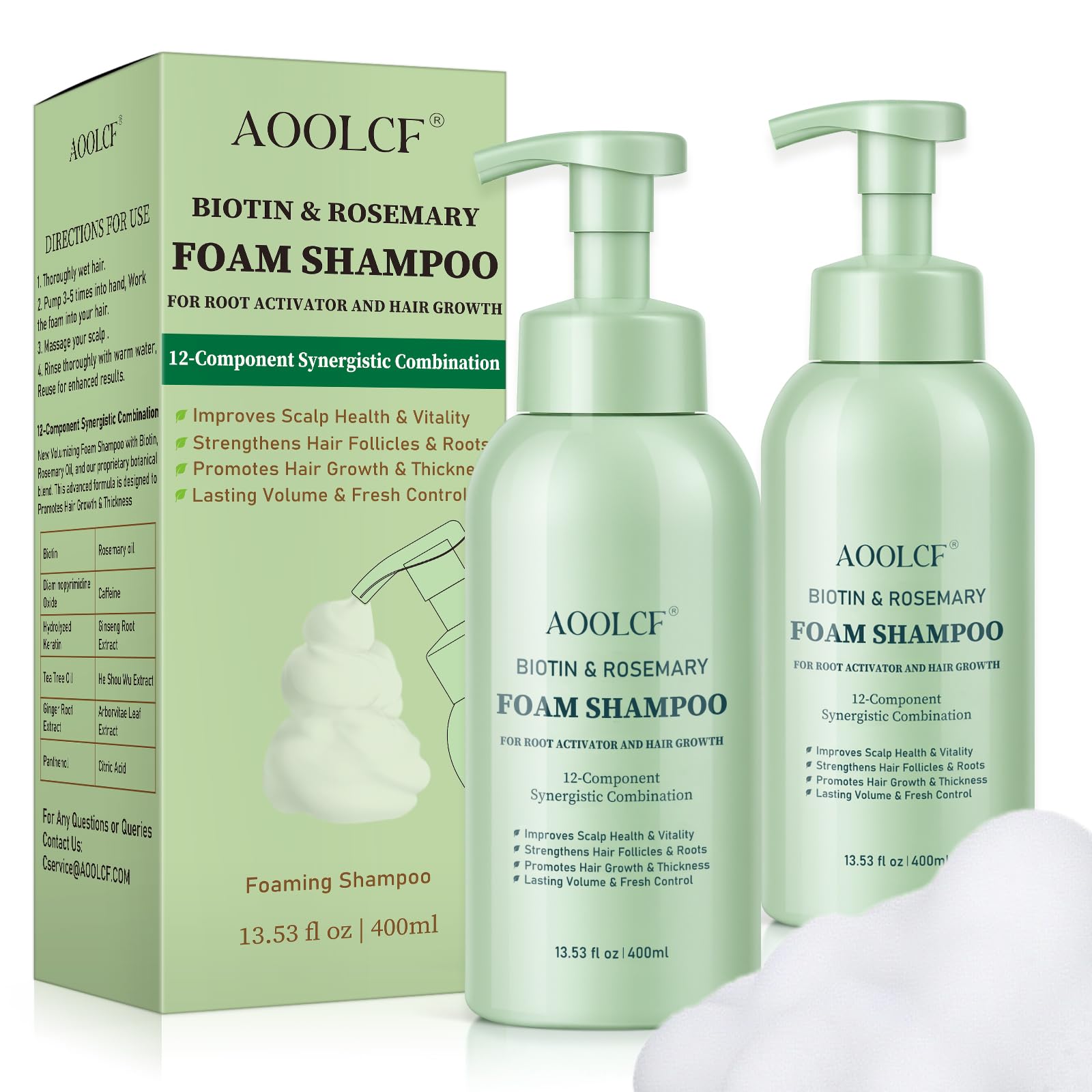 AOOLCF Biotina y Romero: champú para cabello, enfoque en crecimiento y densidad.