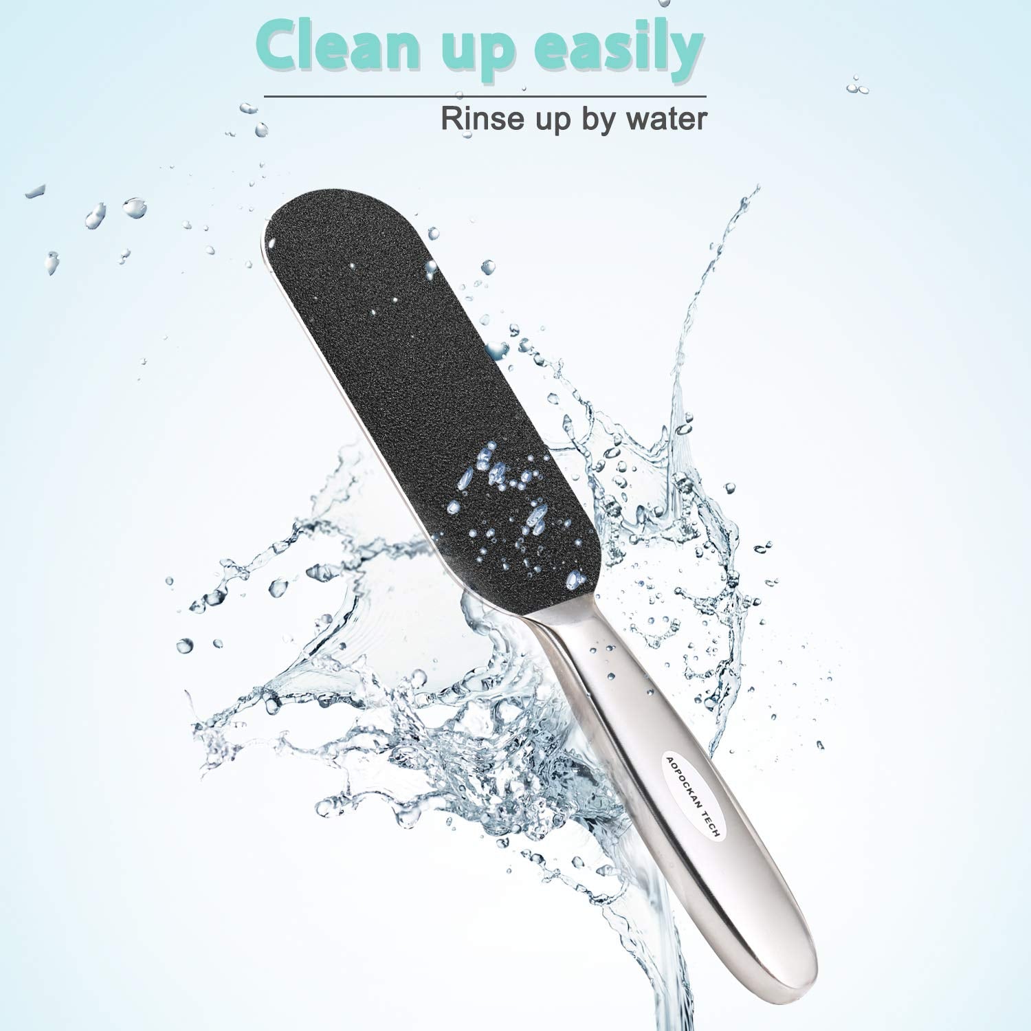 Uso en seco con AOPOCKAN TECH para pedicure rápido y cómodo.