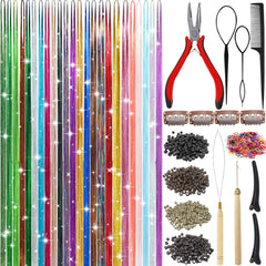 Aouuhe hilos destellos para cabello 24 colores, añade brillo temporal.