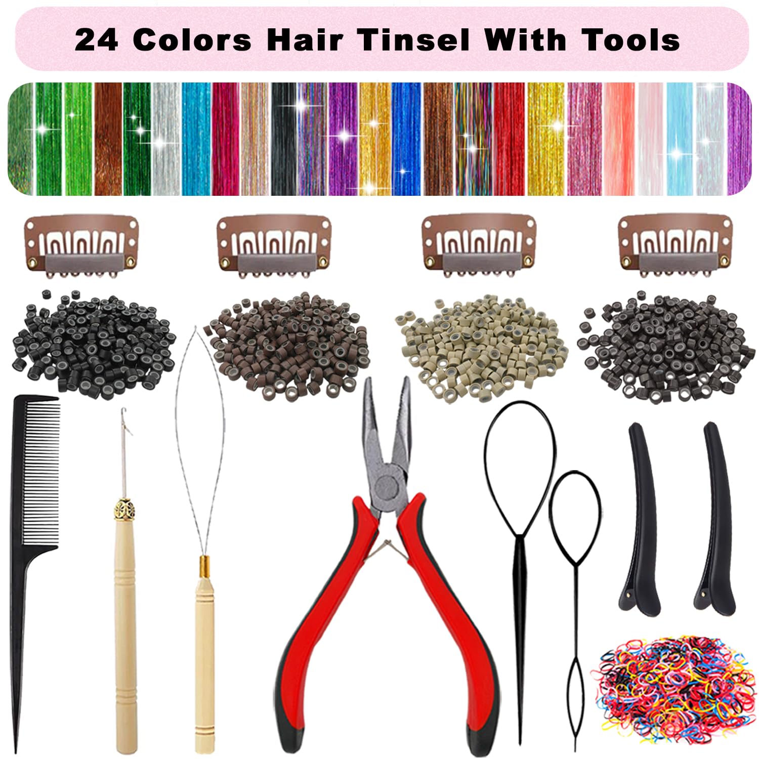 Aouuhe kit destellos para cabello herramientas: aplicar y quitar sin dañar.