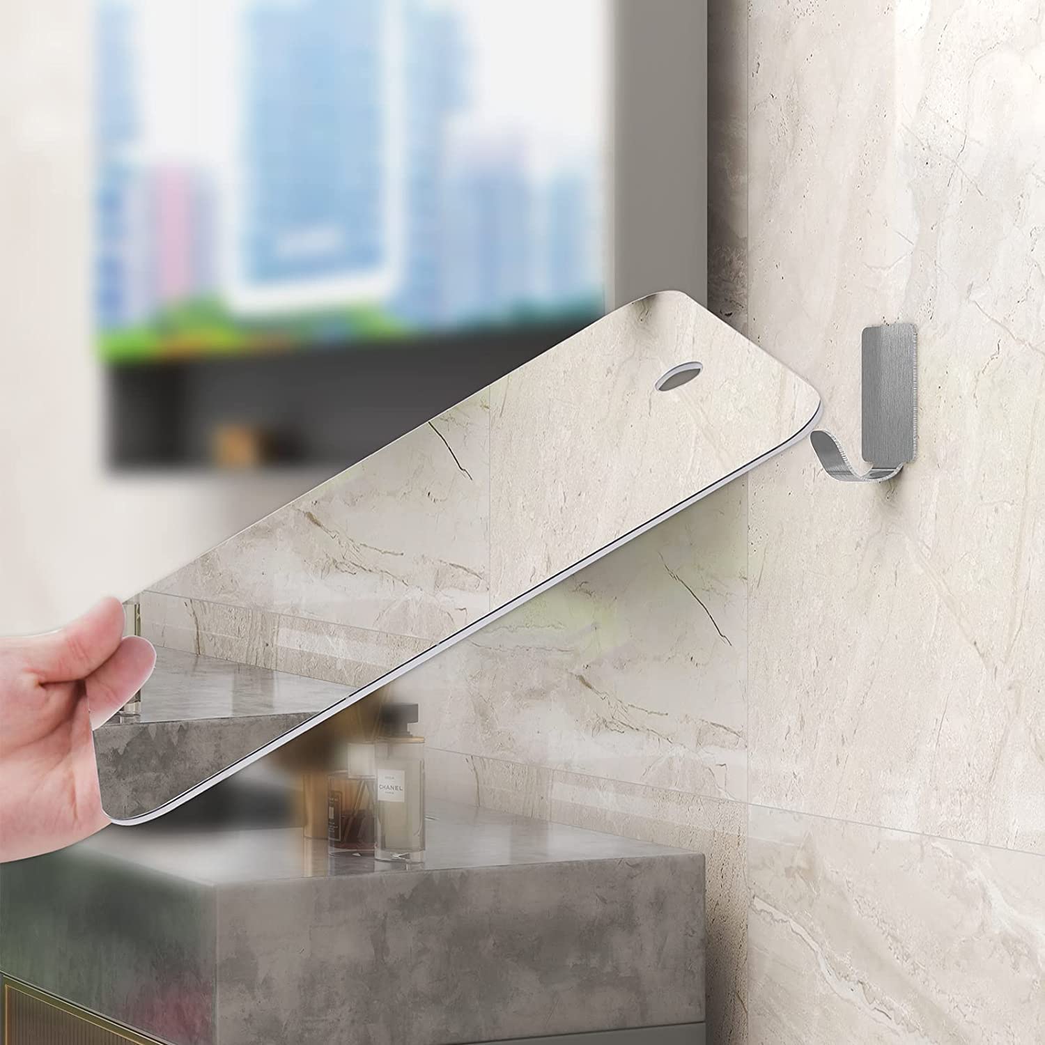 APHUIME espejo ducha instalación sin perforar facilita colocar en azulejos