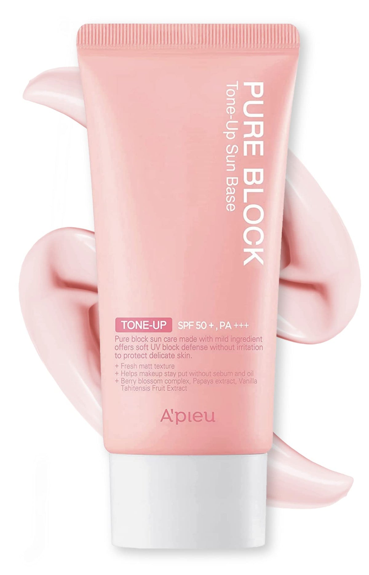 A'PIEU Pure Block Tone Up Base, botella de 50 ml, tono natural para unificar piel