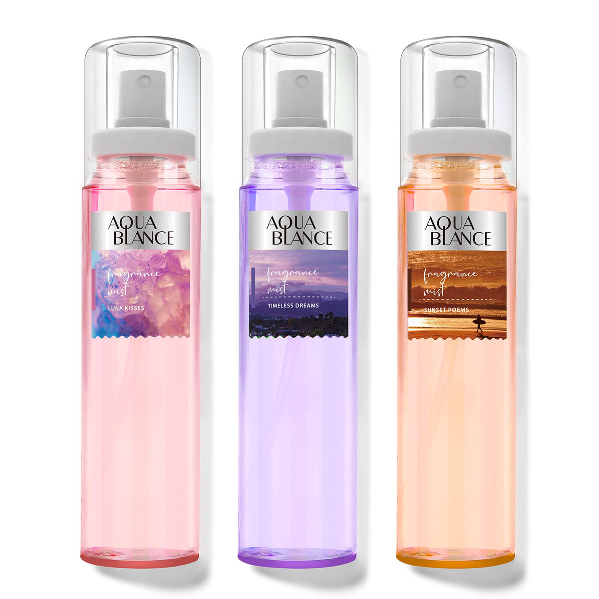 AQUA BLANCE bruma corporal: botella elegante para uso diario y confianza duradera.