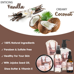 Aqua Elegante loción corporal coco vainilla, hidratación suave para piel sensible.