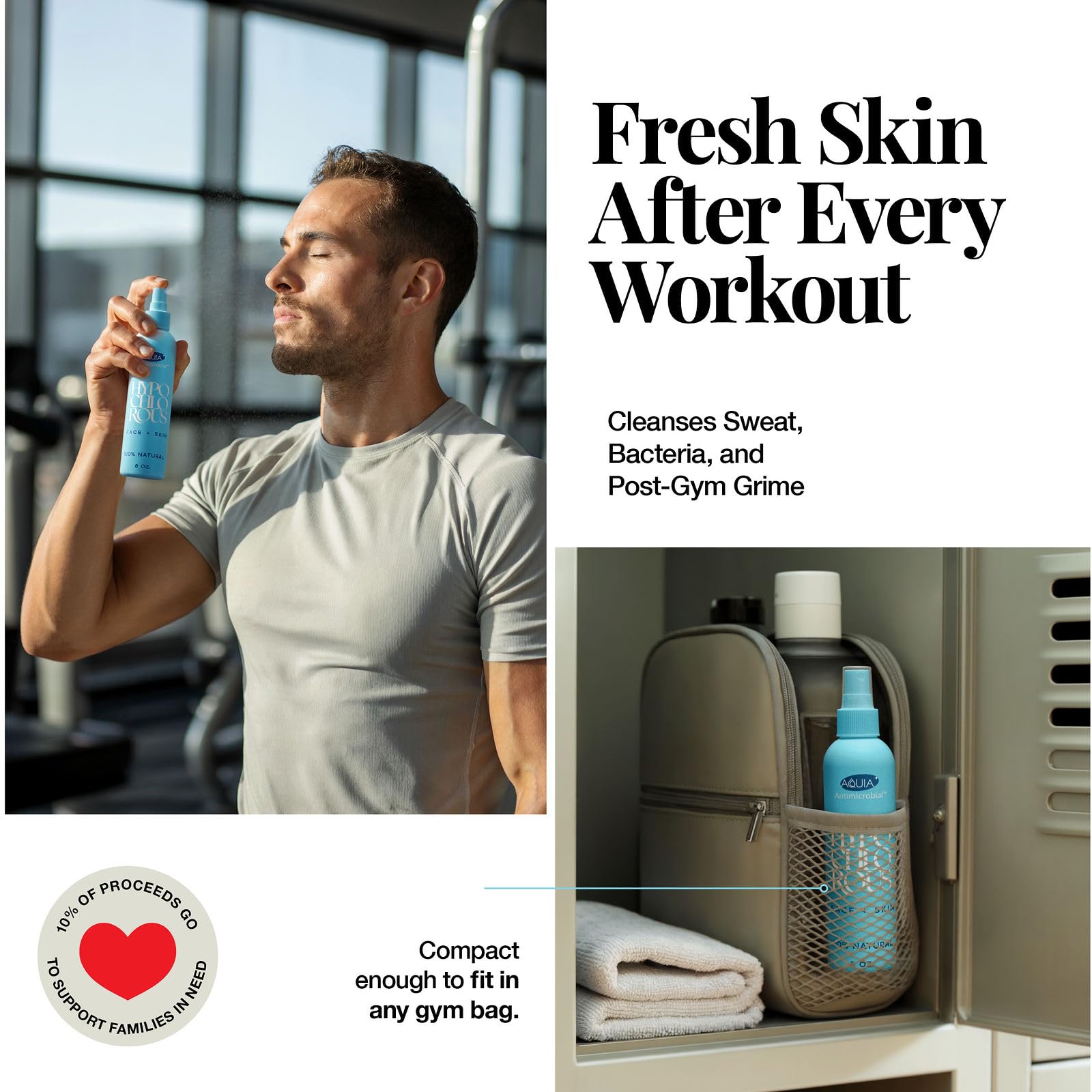 Cuidado suave tras perforaciones con Aquia spray hipocloroso.