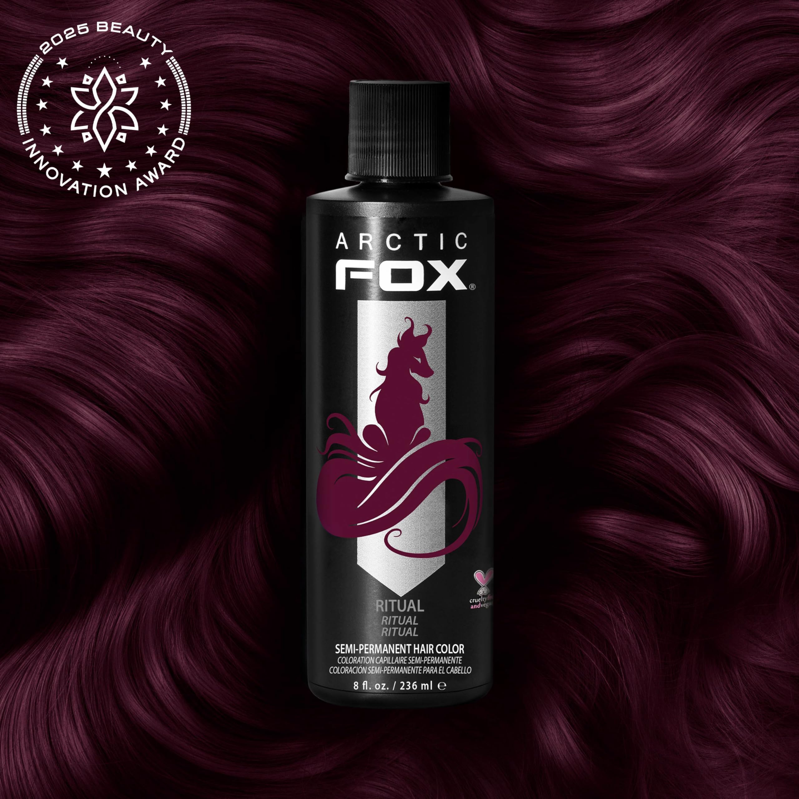 ARCTIC FOX Tinte Burdeos muestra de color: pigmento intenso para un estilo vibrante.