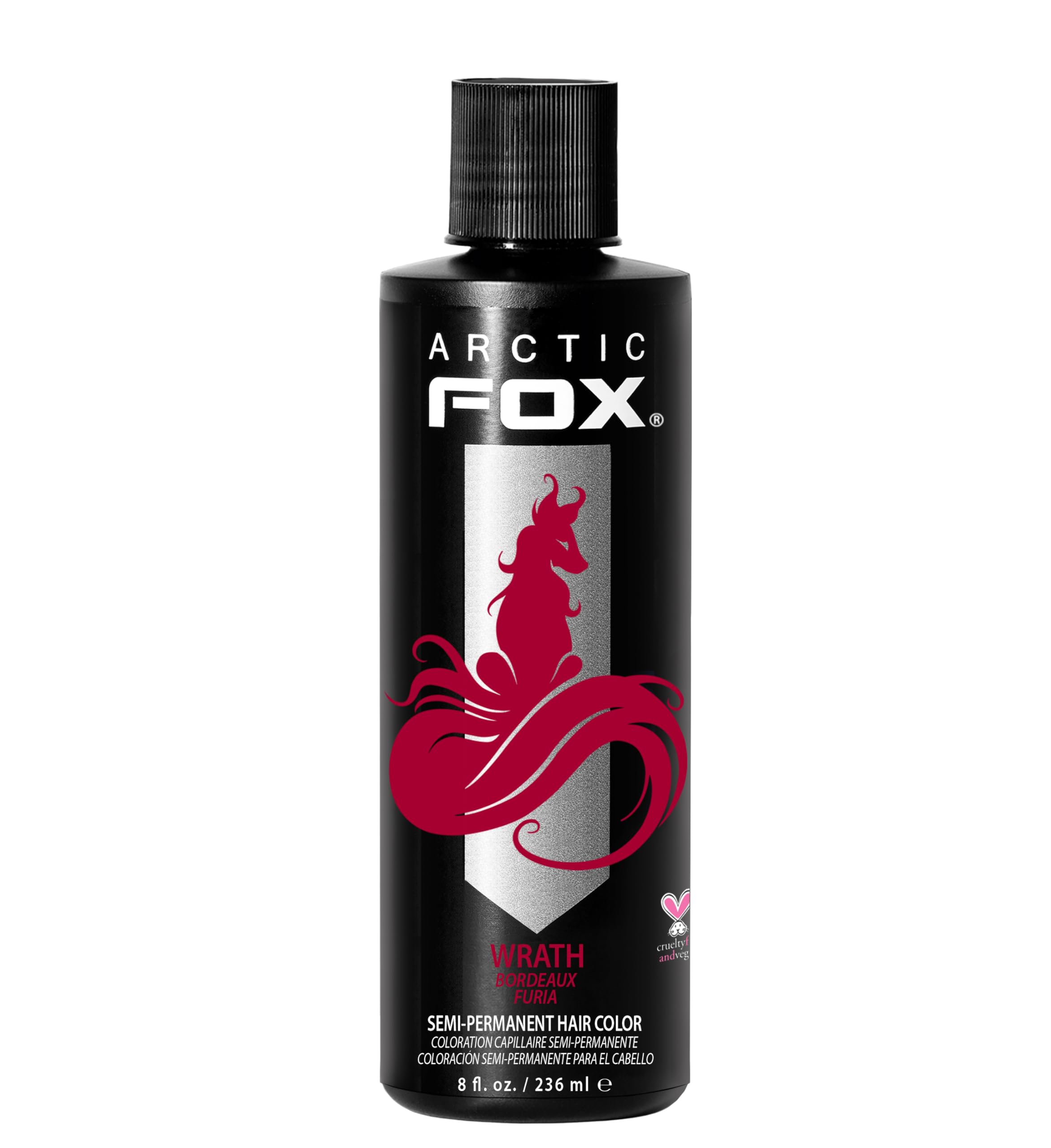 ARCTIC FOX Wrath: botella de tinte rojo intenso para color semipermanente.