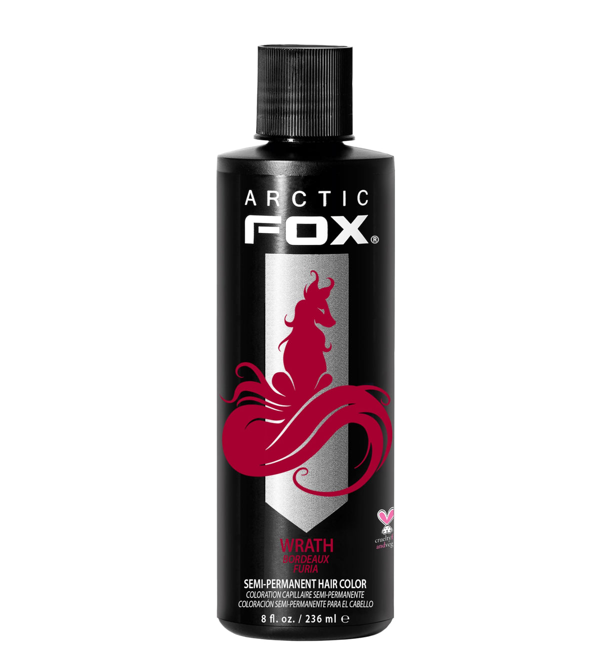 ARCTIC FOX Wrath: botella de tinte rojo intenso para color semipermanente.