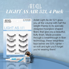 Ardell Light As Air 521 lashes invisiband closeup, seamless lash line and comfort