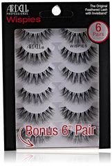 Pestañas Ardell Wispies Black en estuche de 5 pares para estilos variados.