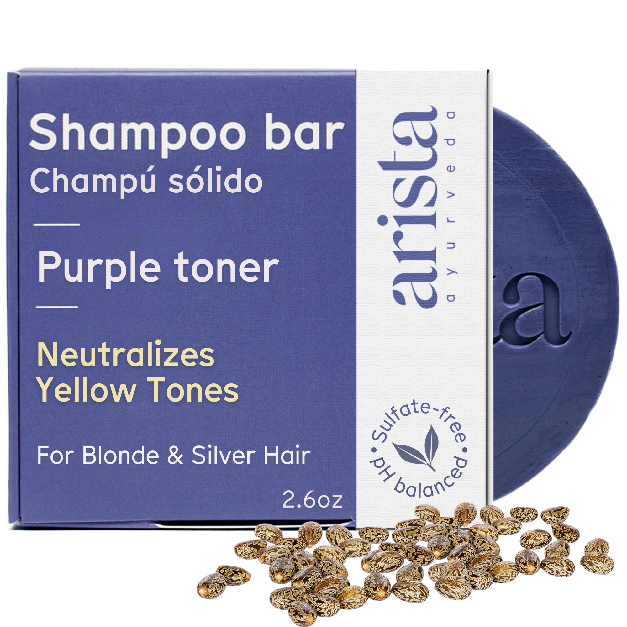 Arista Ayurveda barra champú morado de color y textura atractiva para neutralizar tonos indeseados