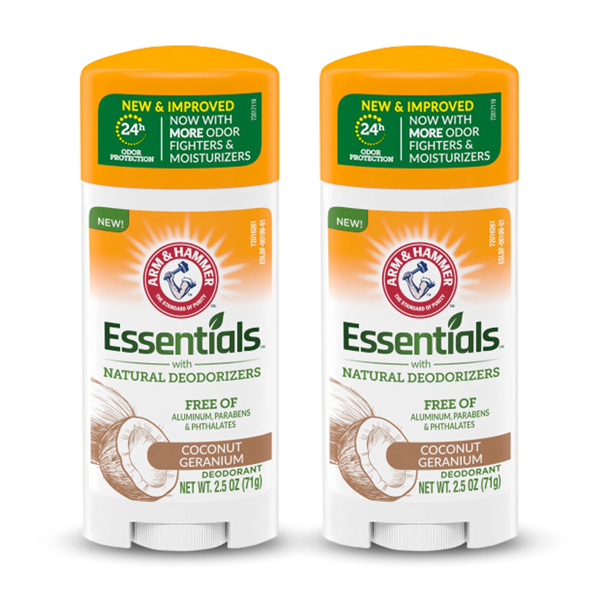 Arm & Hammer Essentials Coconut Geranium deodorant stick front view for daily freshness