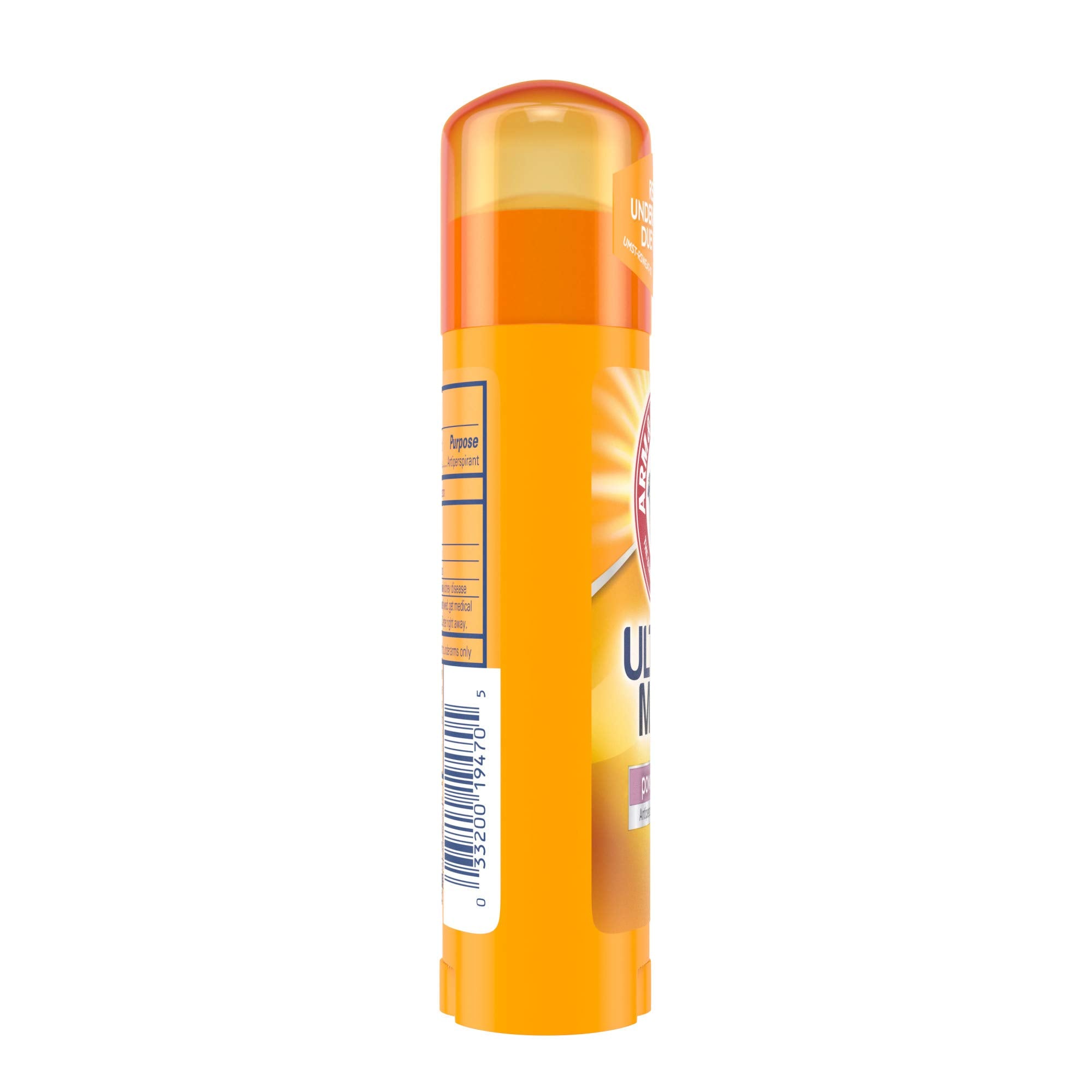 Arm & Hammer Ultra Max fresh powder scent on packaging label.