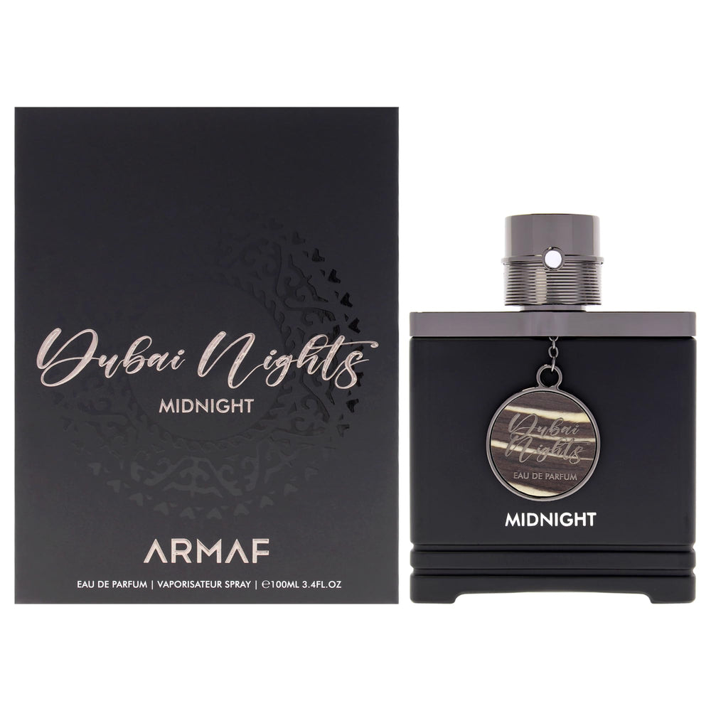 Armaf Dubai Nights Midnight, botella elegante para uso nocturno y ocasiones especiales.