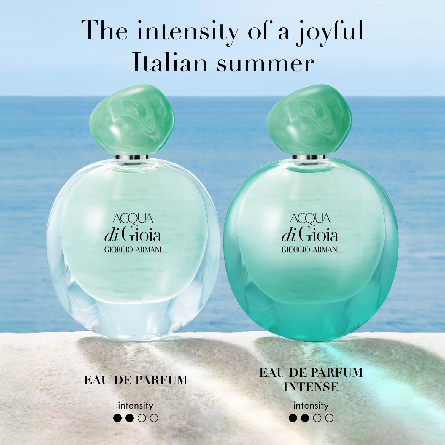 Armani Beauty Acqua di Gioia Intense, base de cedro aporta calidez duradera.