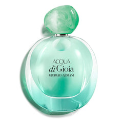 Armani Beauty Acqua di Gioia Intense, botella elegante iluminada, ideal para ocasiones especiales.