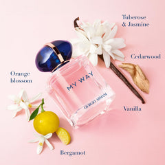 Armani Beauty My Way, tapa y botella, diseño sofisticado.