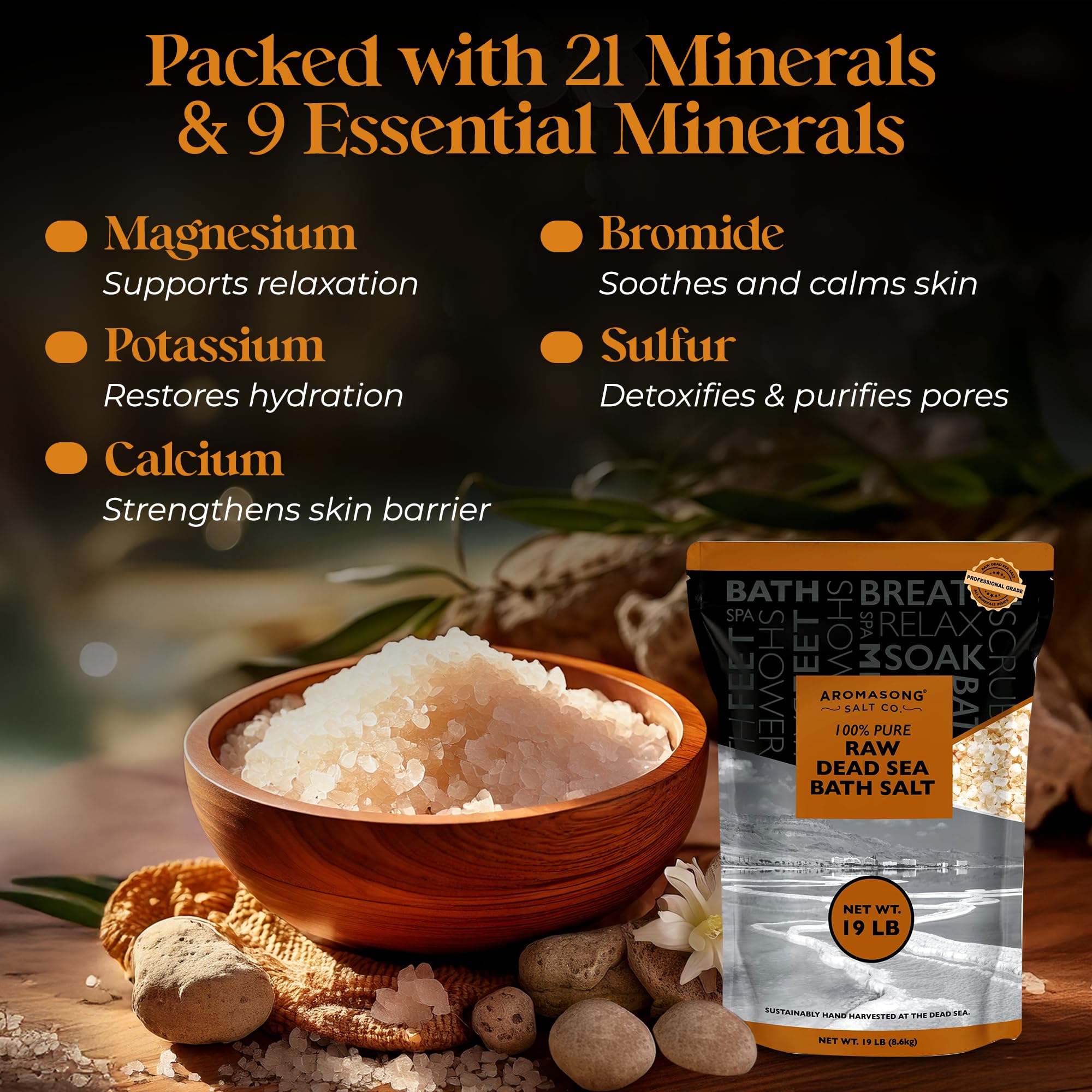 Aromasong Sel Mer Morte avec grains gros pour nettoyage en profondeur