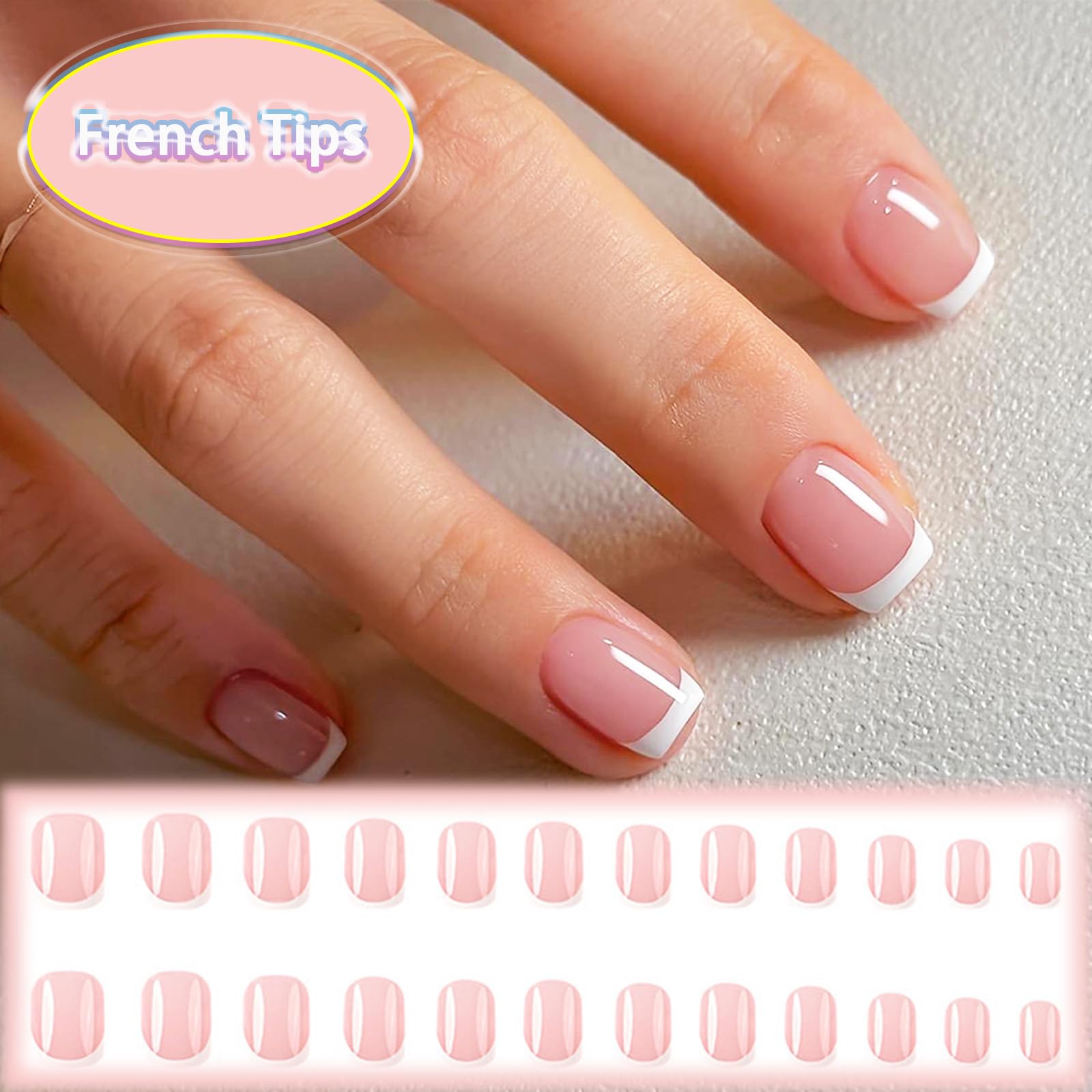 AROVFAM acabado brillante en uñas francesas blancas, aspecto profesional en casa.