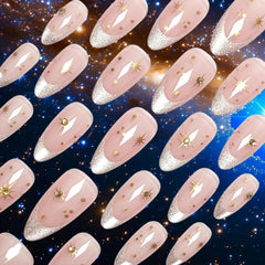 Uñas AROVFAM puntos dorados para un look coqueto y versátil