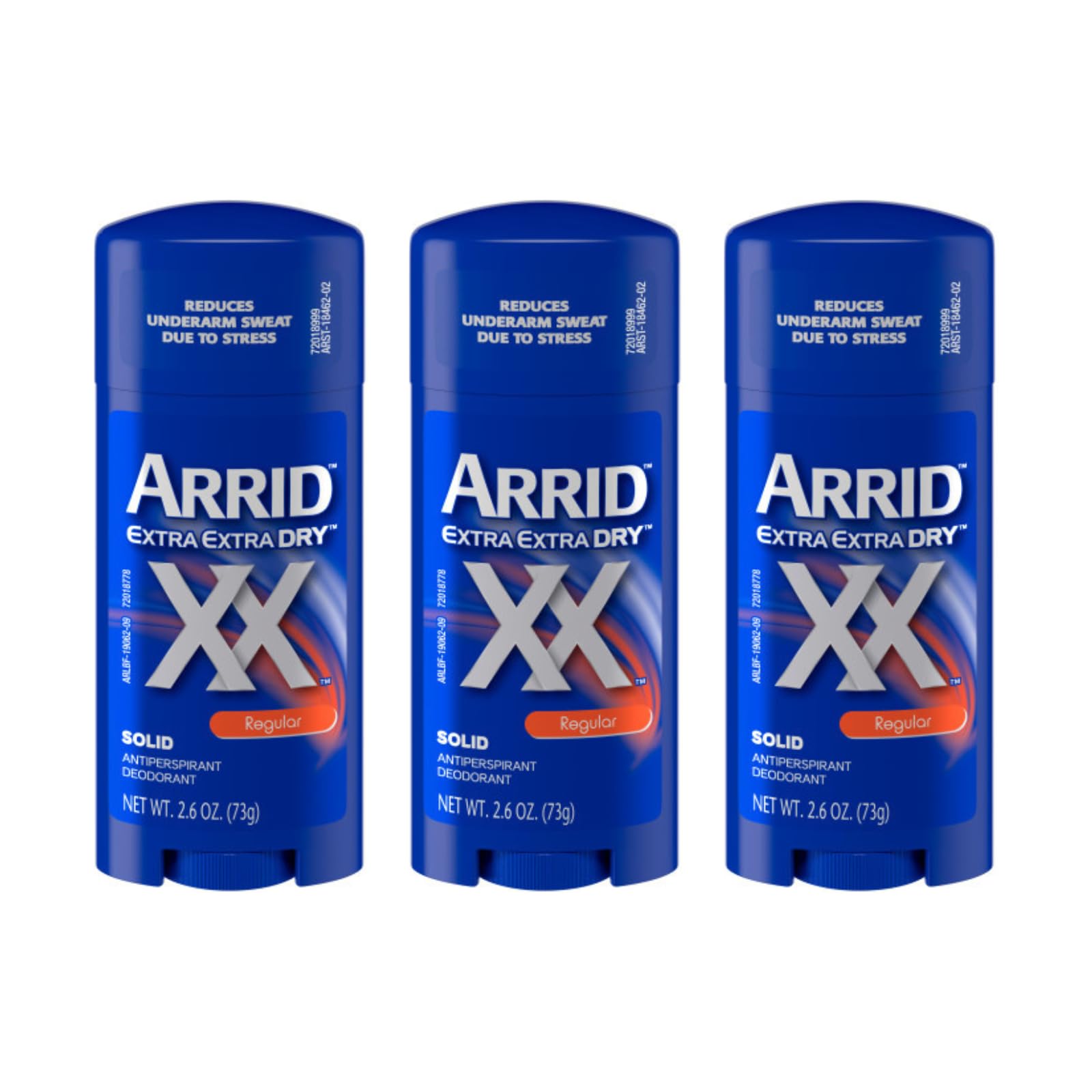 ARRID XX anti-perspirant solid 2.6 oz pack of three for all-day dryness.
