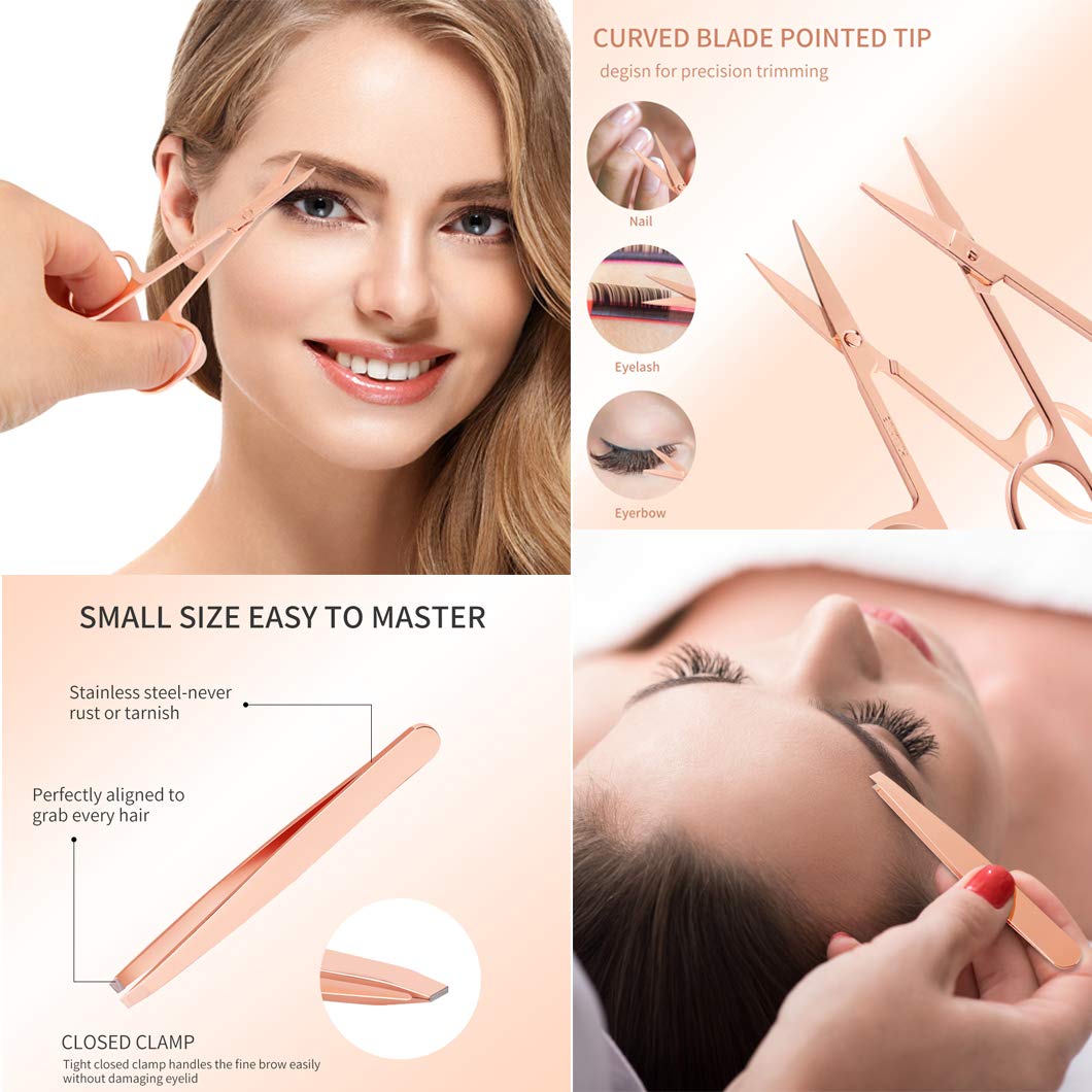Arroyner rizador de cejas rosa dorado para dar forma y rizar.