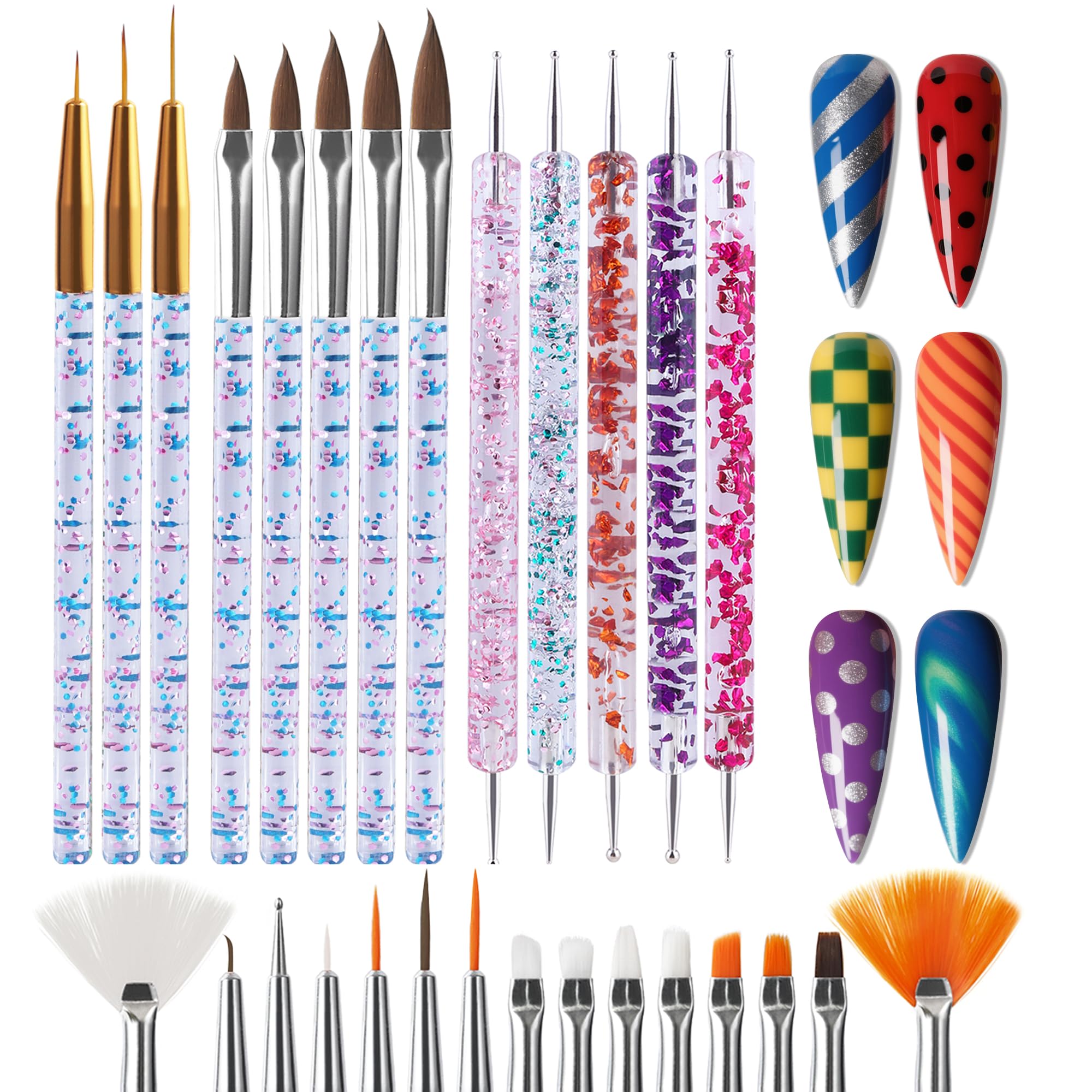 Artdone conjunto de brochas para arte de uñas completo, ideal para diseños detallados.