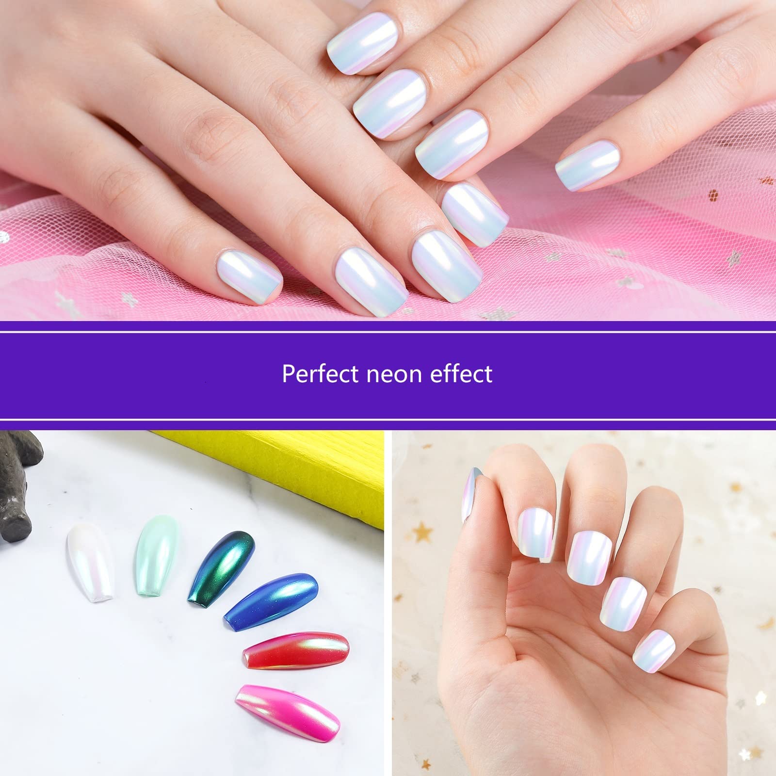 Artdone polvo cromado para uñas en base negra para look intenso