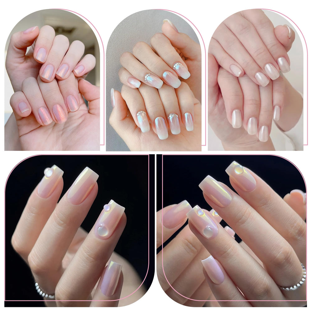 Artdone polvo blanco perlado para uñas, brillo suave y elegante.