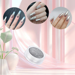 Artdone polvo cromado iridiscente, efecto aurora en uñas.