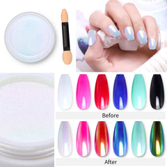Artdone polvo cromado para uñas con efecto unicornio y brillo cambiante