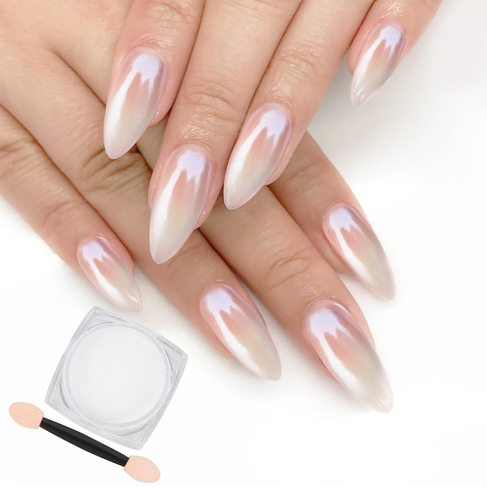 Artdone polvos cromo blanco perla para uñas con acabado espejo elegante y duradero.