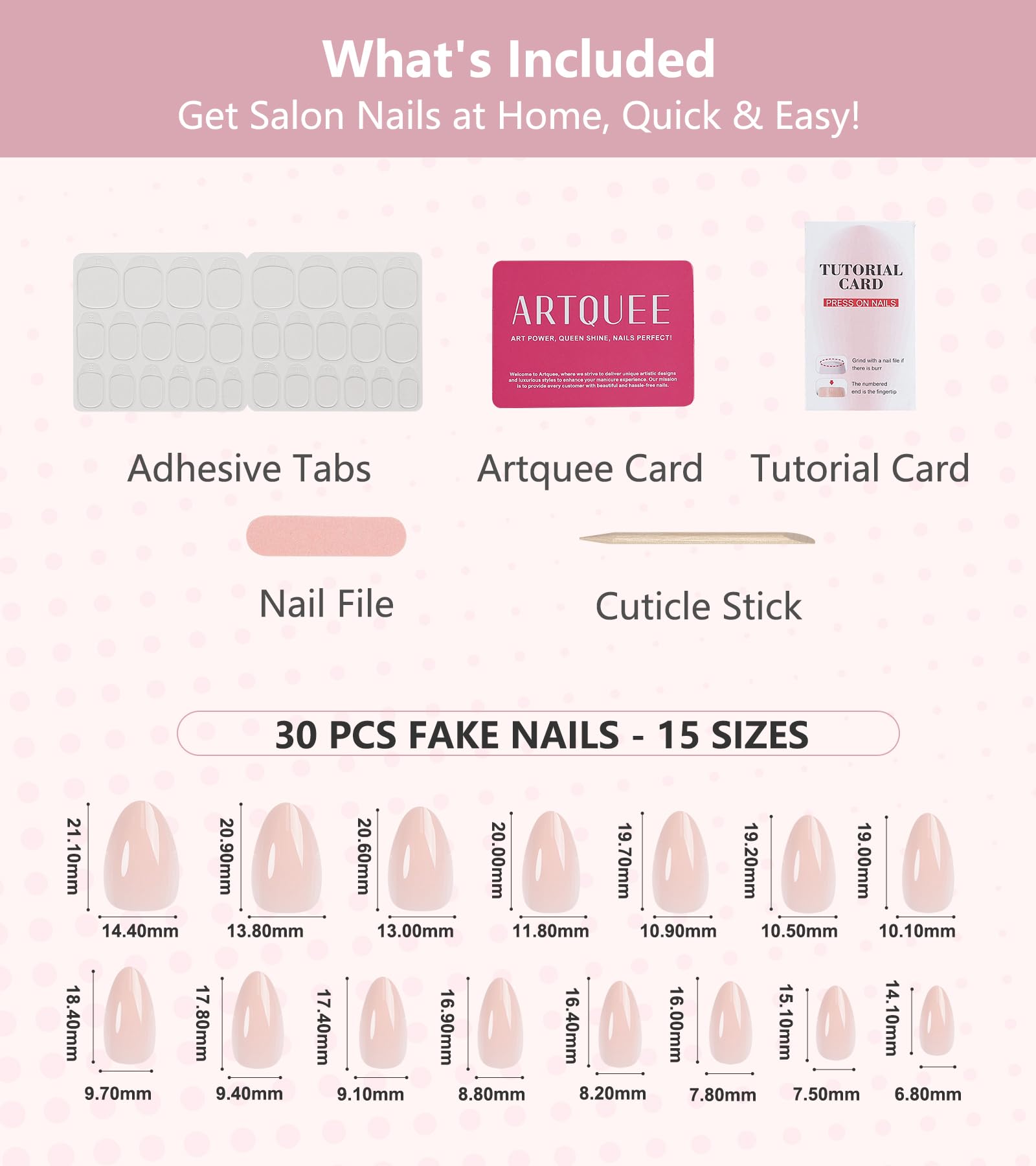 Artquee palito de cutícula incluido para preparar las uñas.