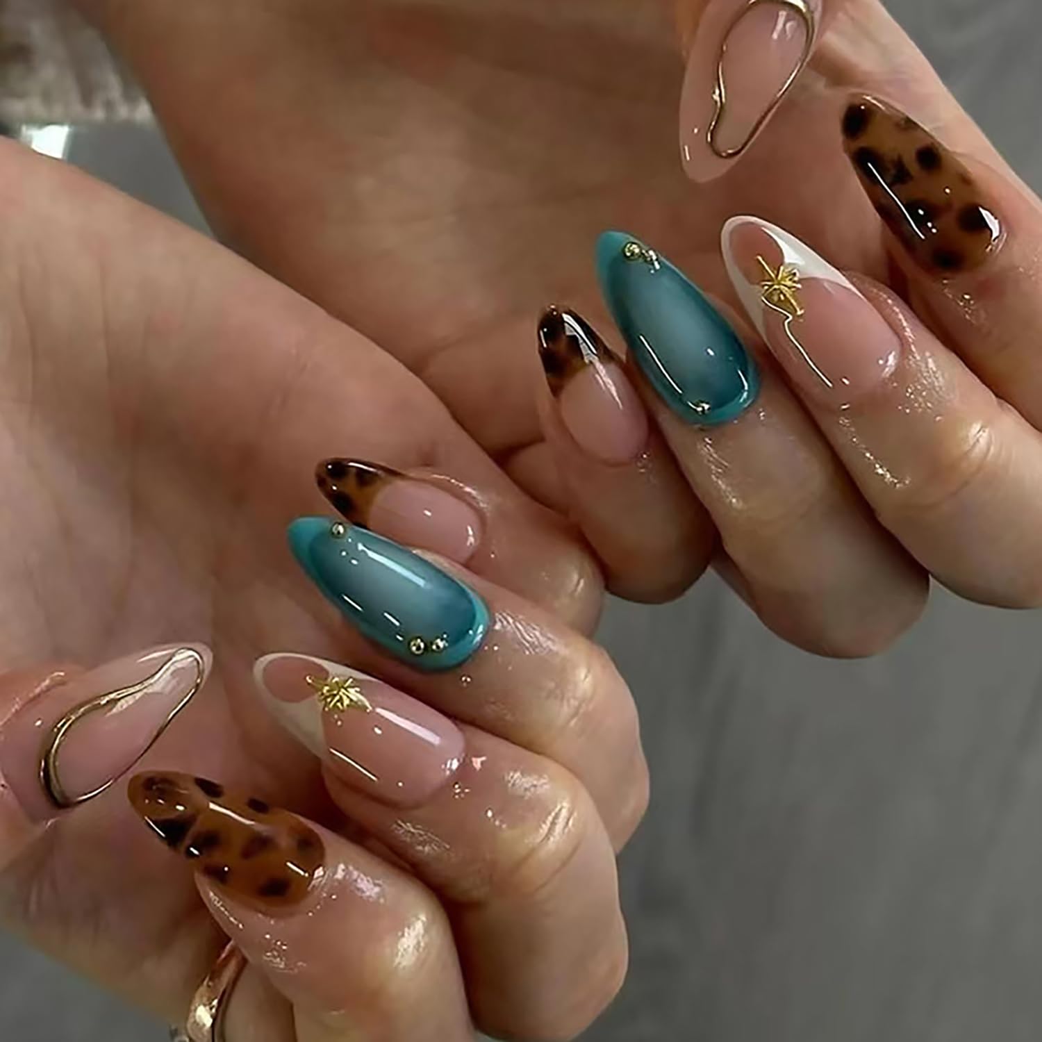 ASABITE uñas postizas almendra con punta francesa para un look elegante y duradero