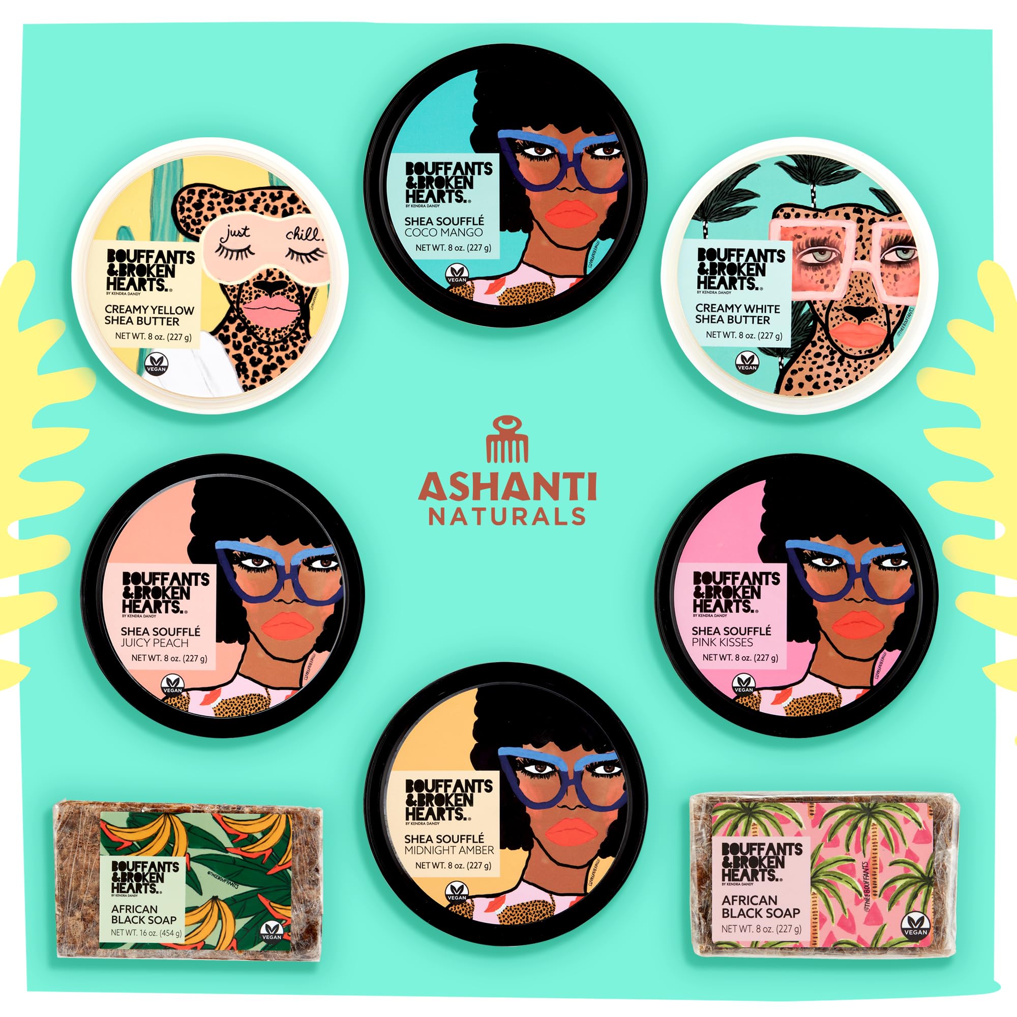 Ashanti Naturals Bouffants & Broken Hearts ingredientes naturales puros.