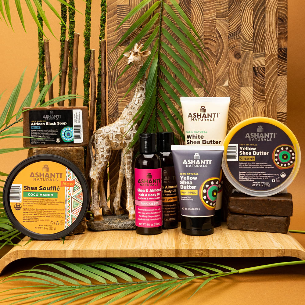 Cuidado integral de Ashanti Naturals para cabello y piel con aroma suave