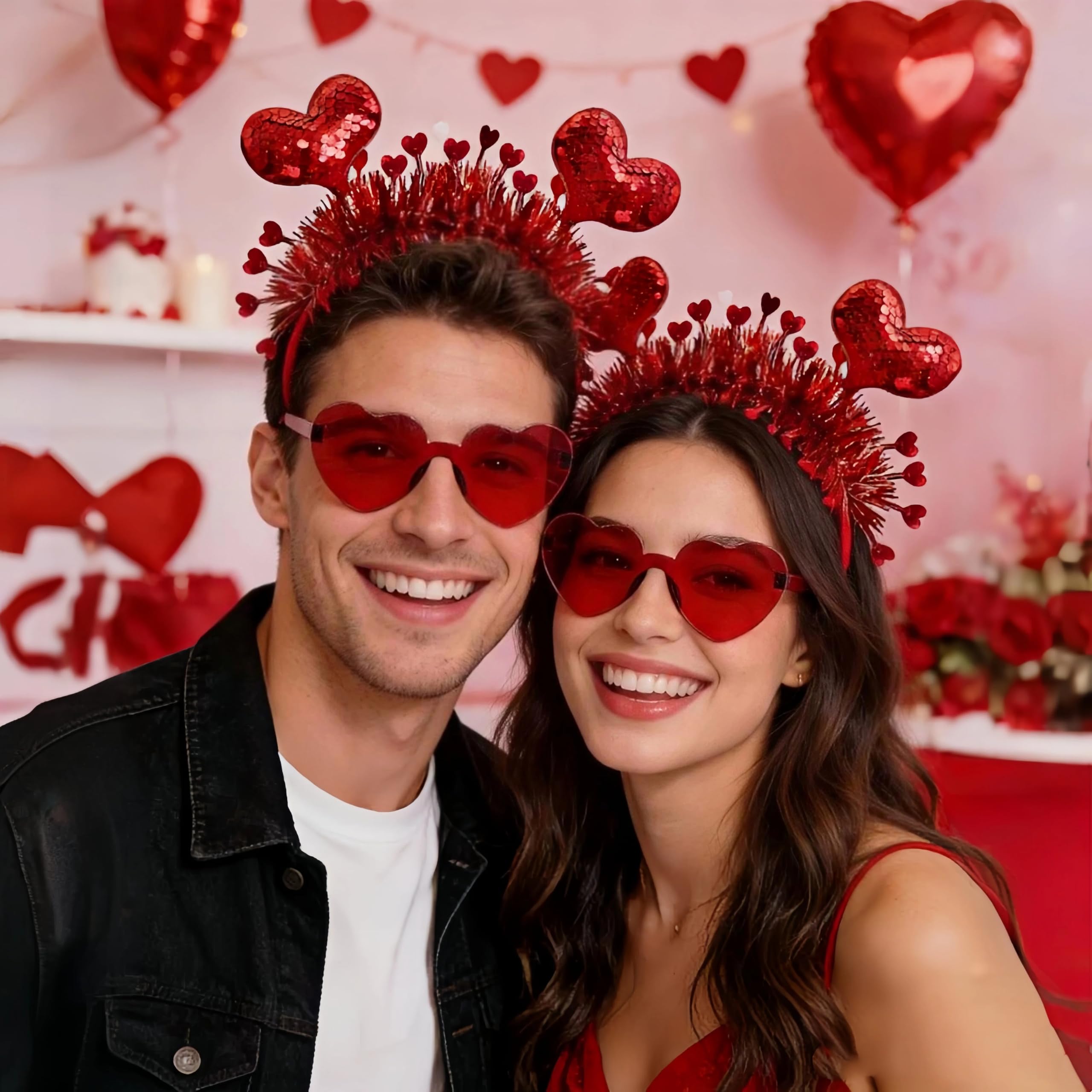 Asikkon conjunto diadema y gafas para celebraciones románticas