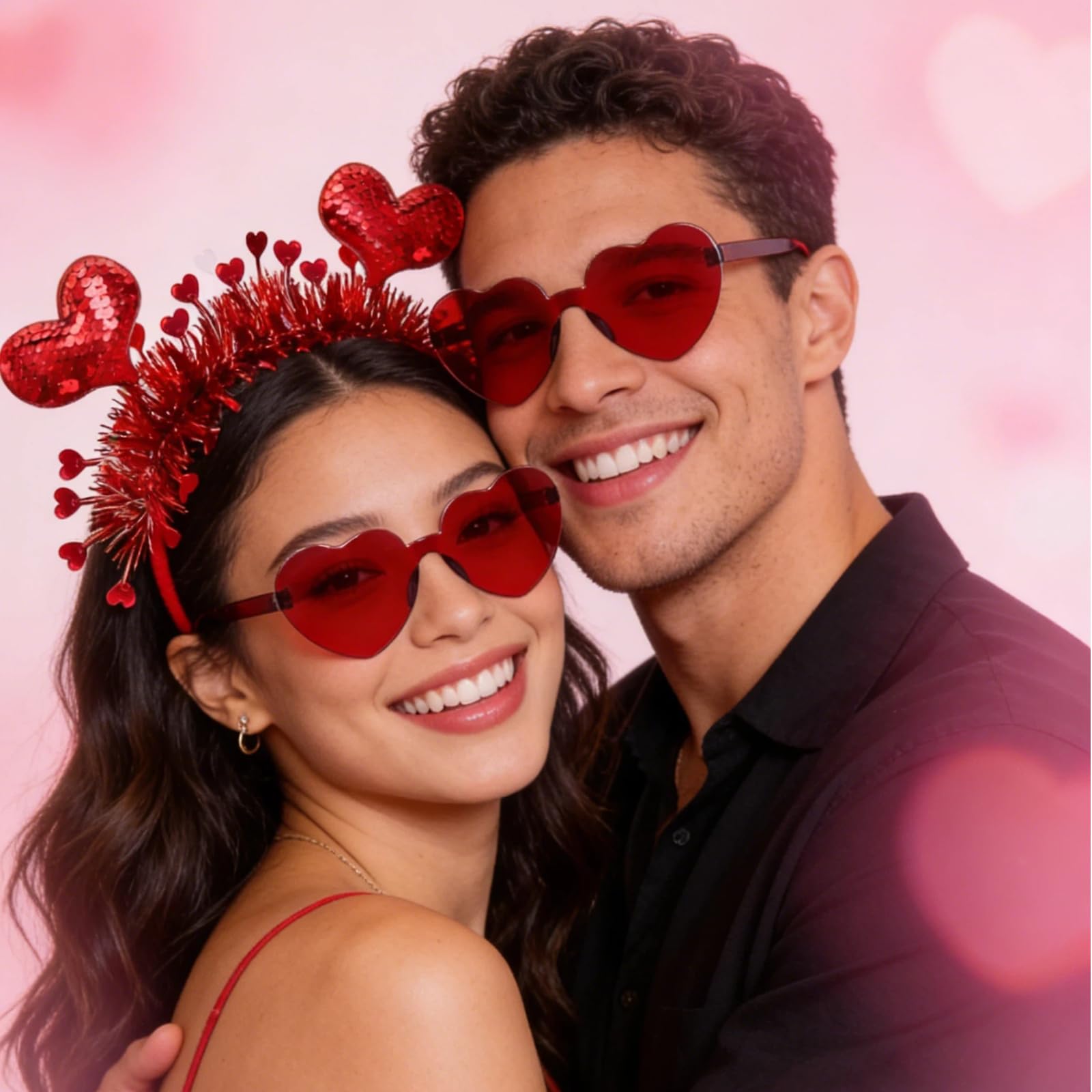 Asikkon lentes rojos con marco metálico, perfecto para fiestas