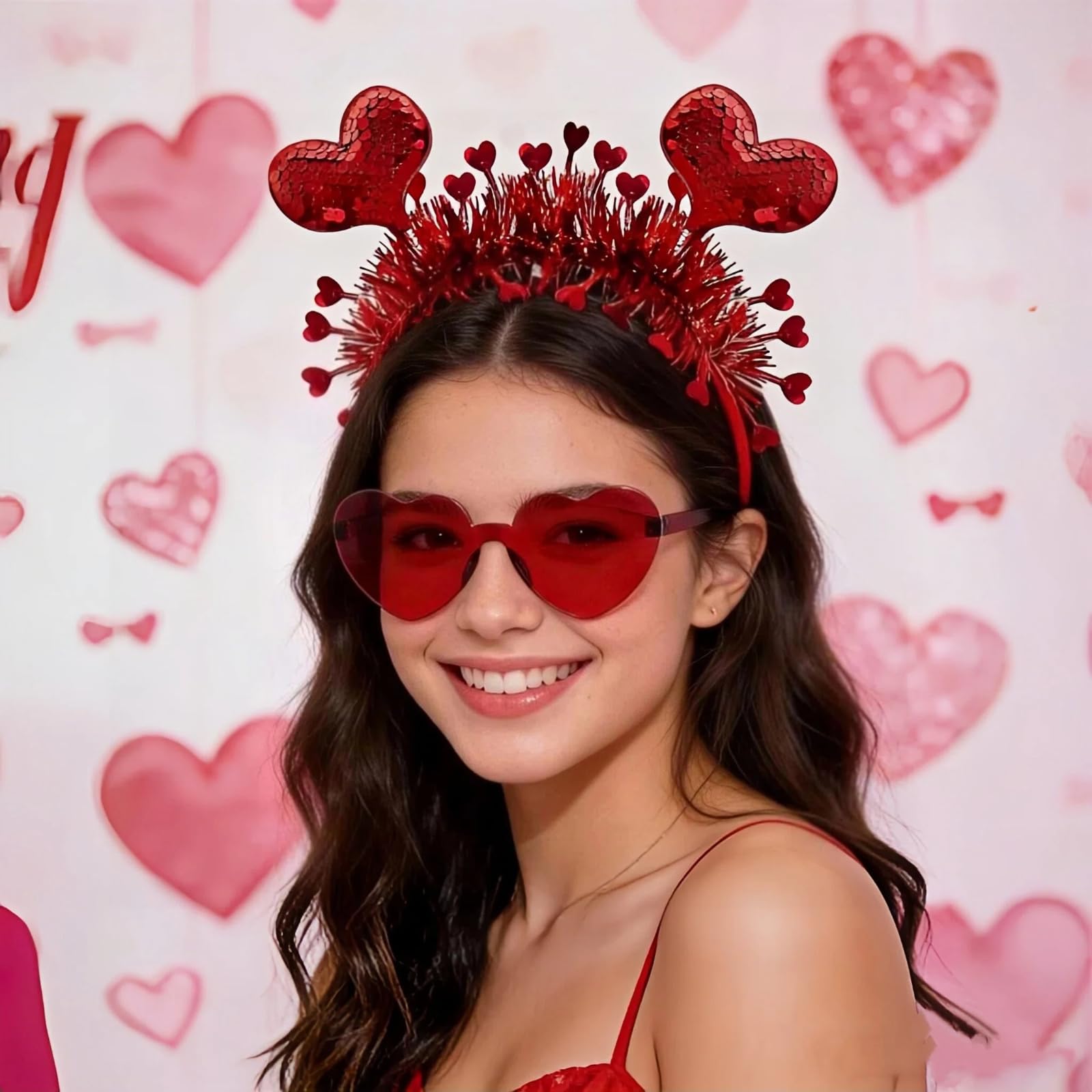 Asikkon diadema de corazón doble, diseño elegante para eventos