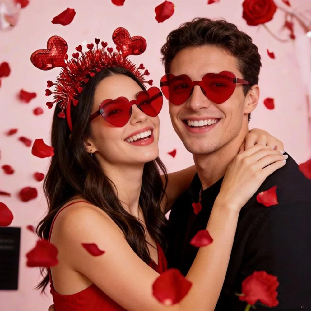 Asikkon gafas de corazón rojo, marco metálico resistente