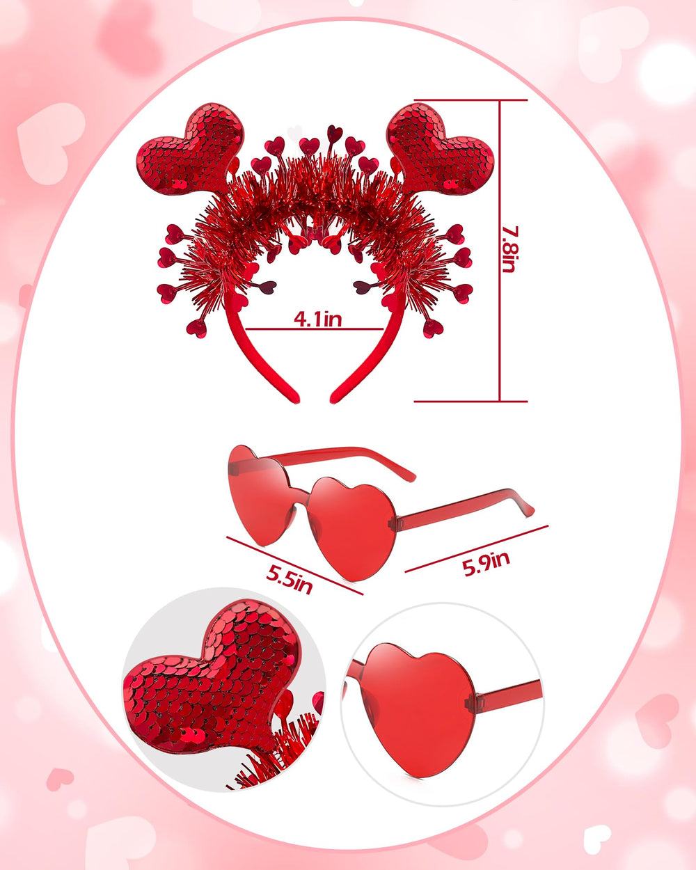 Asikkon gafas de corazón rojo, complemento perfecto para fiestas