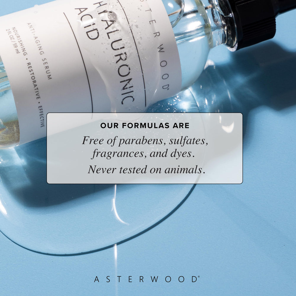 Asterwood packaging on a clean vanity ideal for travel hydration.