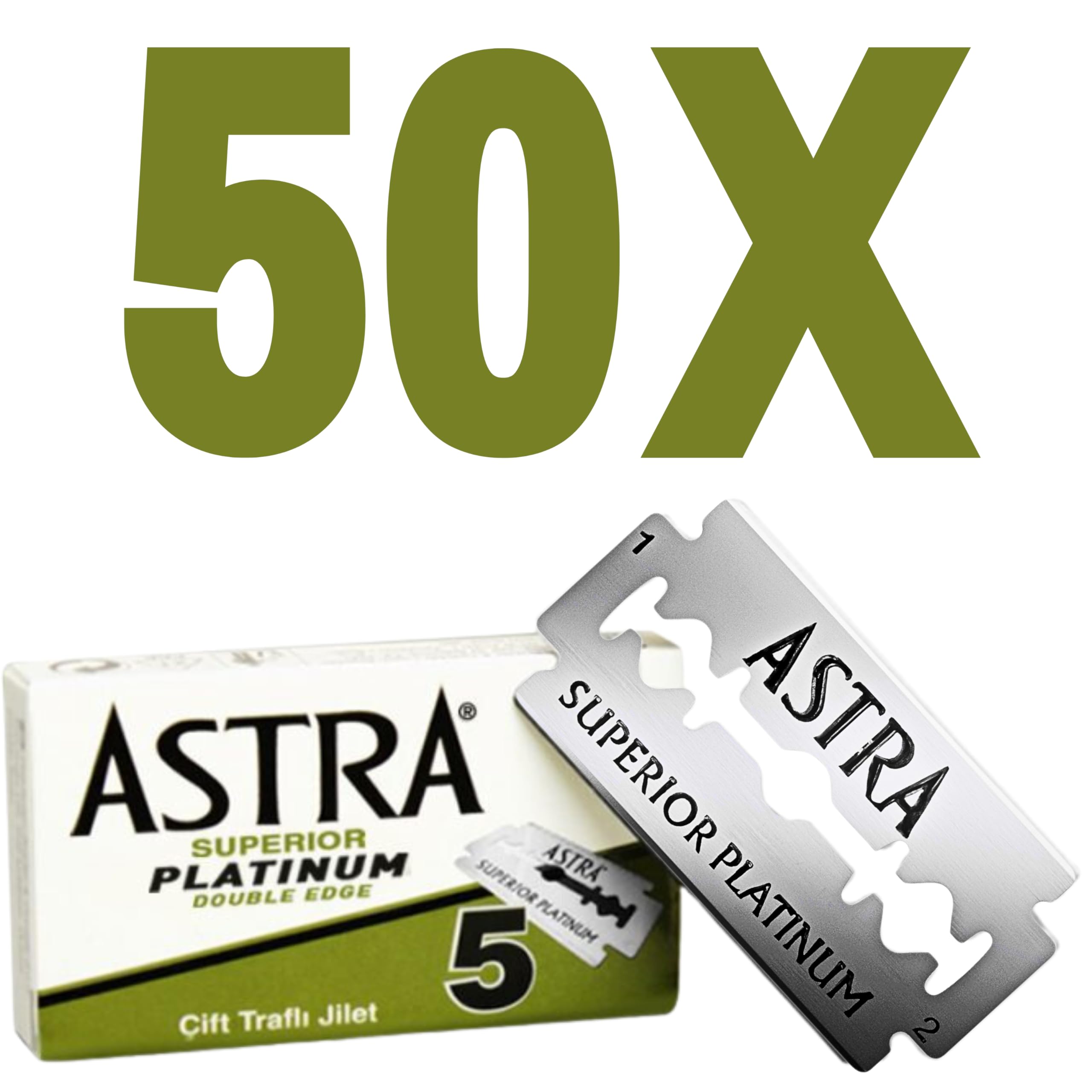 Astra Platinum, hojas de doble filo, 50 piezas para un afeitado suave y preciso