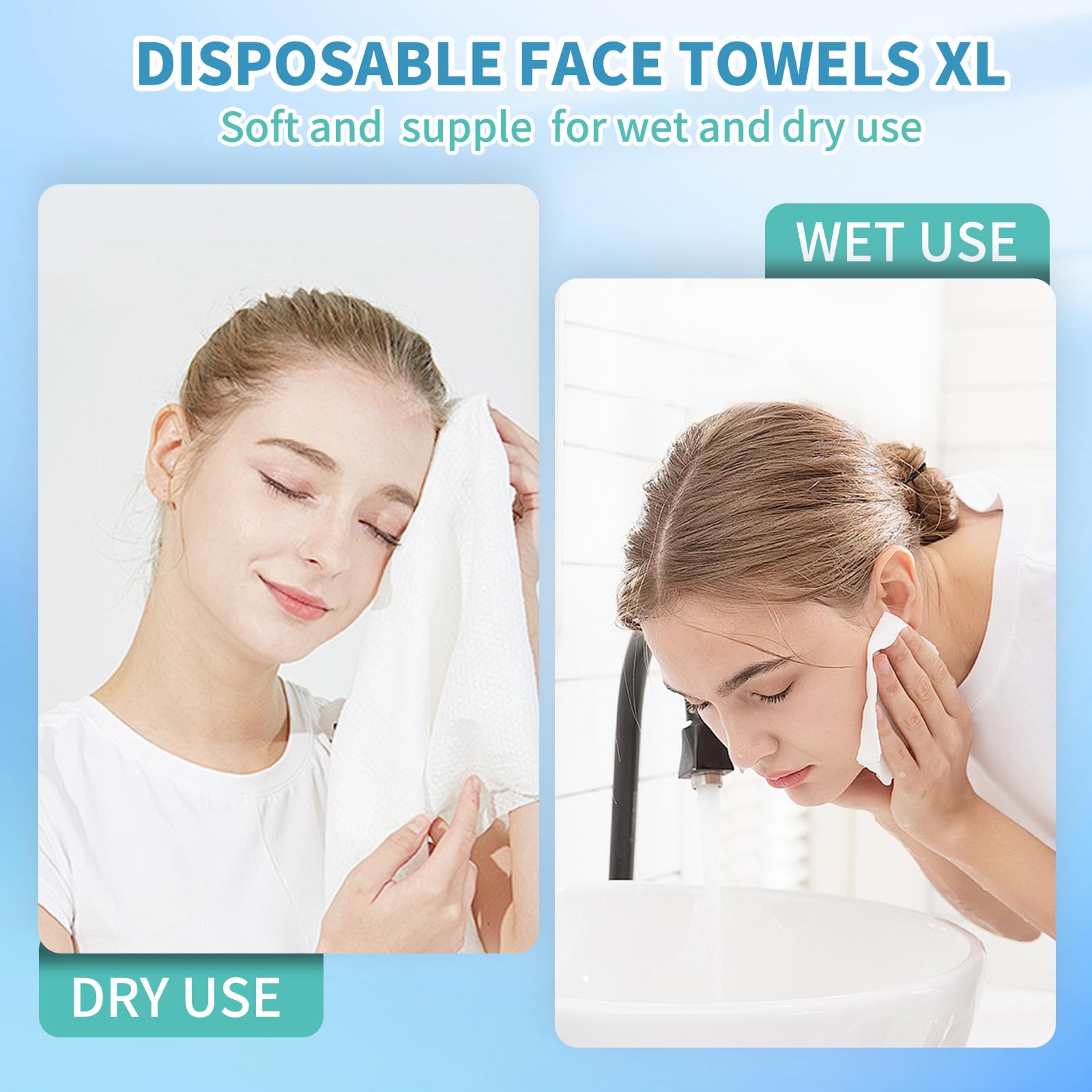 Ataraxia: toallas faciales desechables XL con textura 3D para eliminar maquillaje con suavidad.