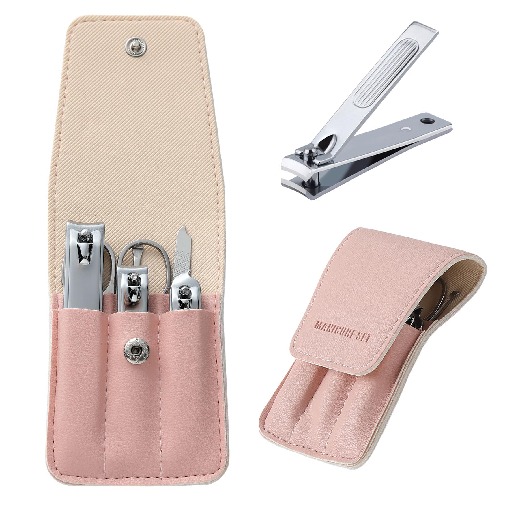 Atimier cortaúñas con estuche de cuero PU, ideal para llevar en el bolso.